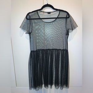 Luxe Black Sheer Mini Dress